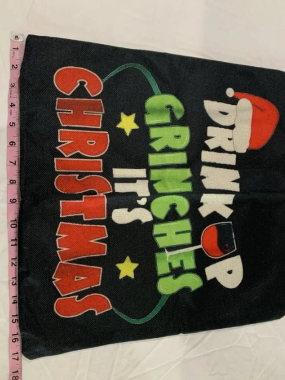 Drink Up Grinches 17” X 17” Pillow Cover Christmas, Holiday